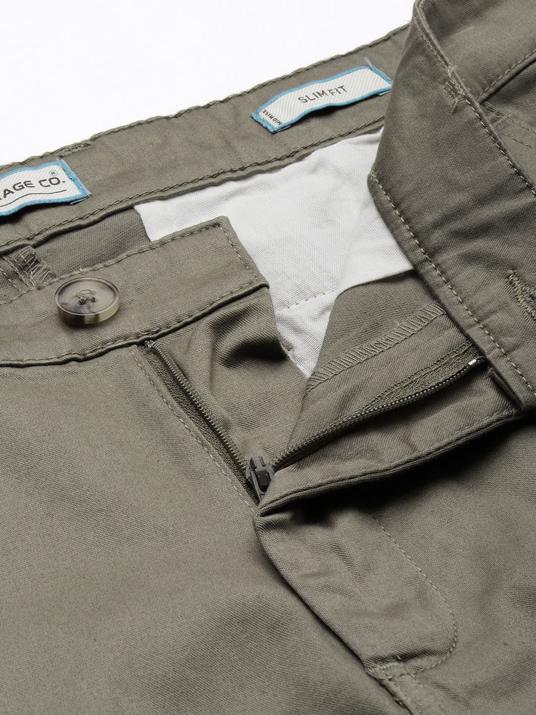 The Indian Garage Co Men Solid Slim Fit Chinos Trousers