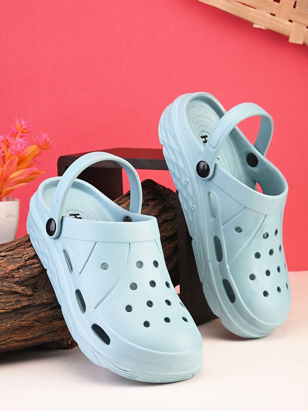 HRX by Hrithik Roshan Women Blue Self Design Clogs