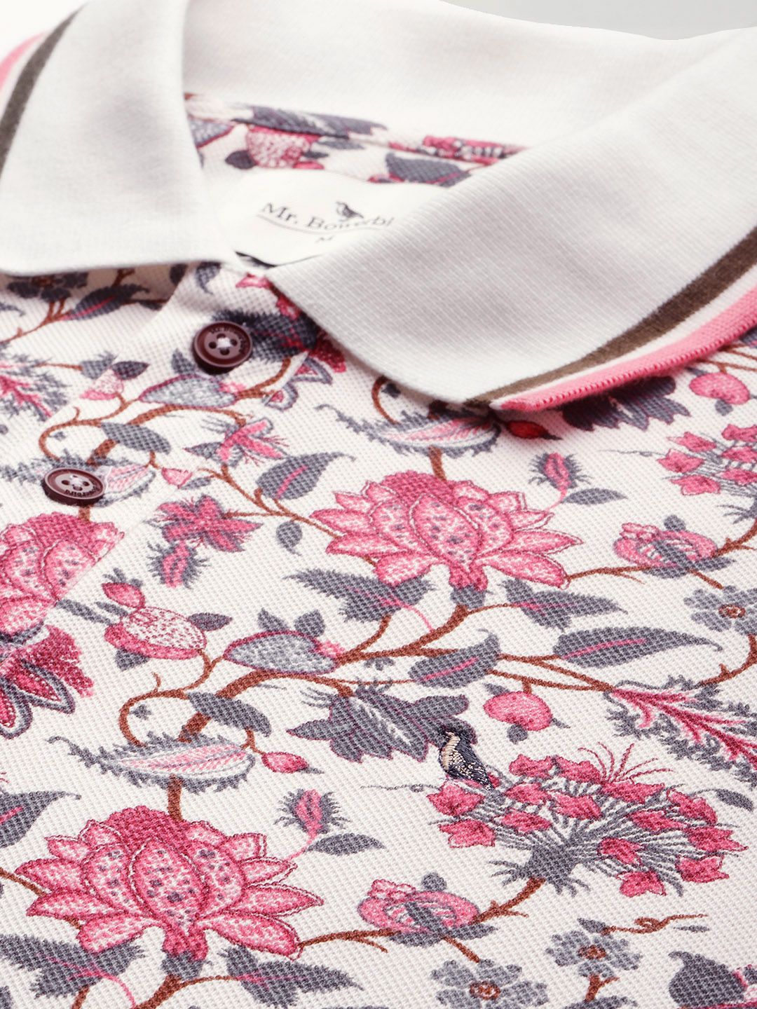 Mr Bowerbird Men Floral Printed Polo Collar Pure Cotton T-shirt