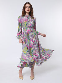 Rareism A-line Geo Floral Midi Dress