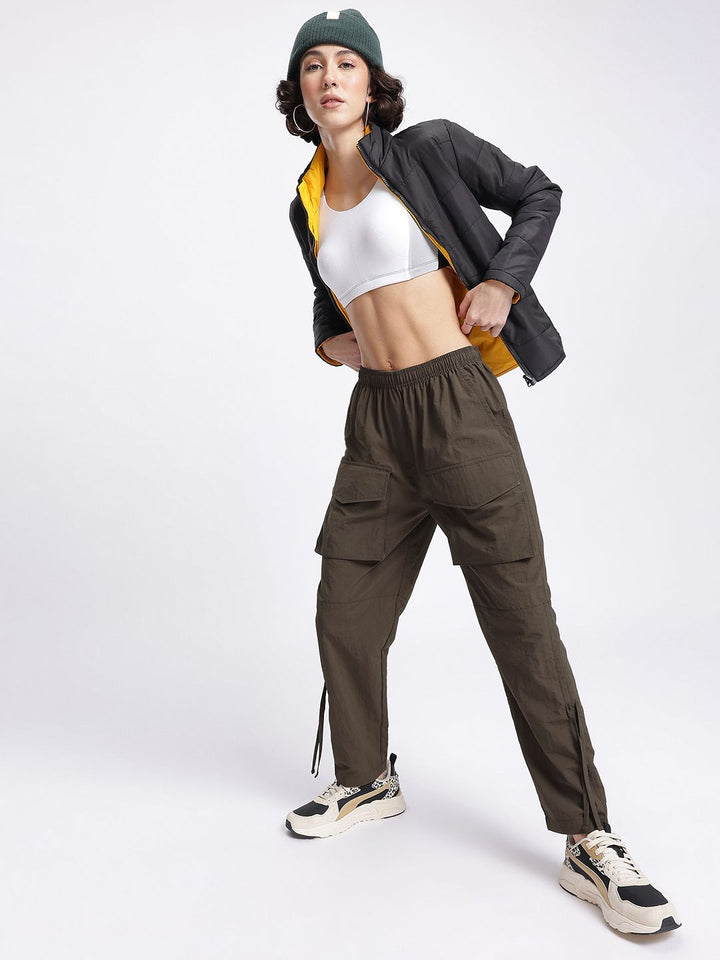 DressBerry Women Everyday Rebel Ruched Tie-Ups Cargo-Style Track Pants