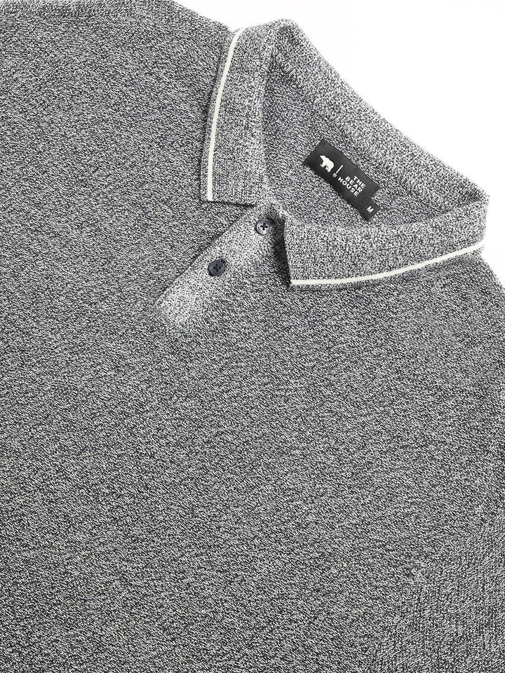 THE BEAR HOUSE Self Design Polo Collar Pure Cotton T-shirt