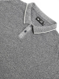 THE BEAR HOUSE Self Design Polo Collar Pure Cotton T-shirt