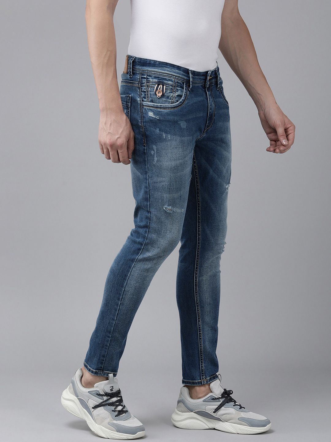 SPYKAR Men Kano Skinny Fit Mildly Distressed Heavy Fade Stretchable Jeans