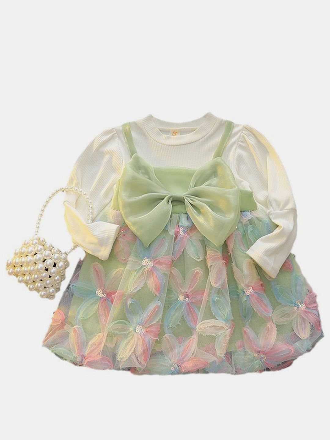 YK Girls Floral Fit & Flare Dress