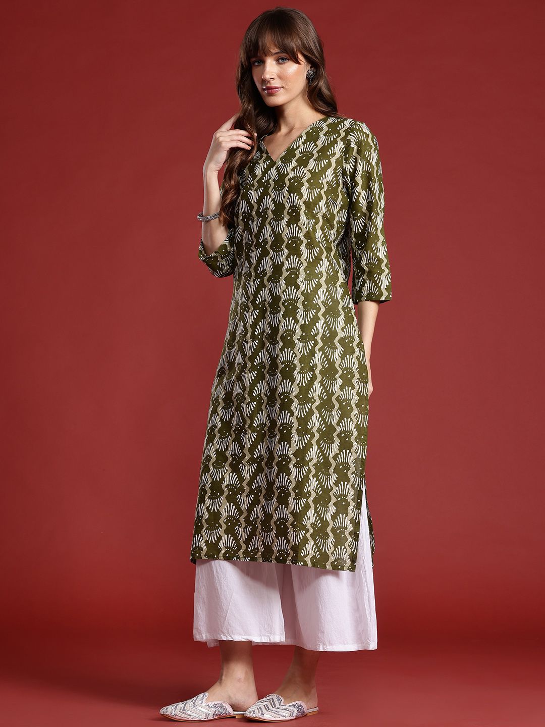 Anouk Abstract Printed Pure Cotton A-Line Kurta