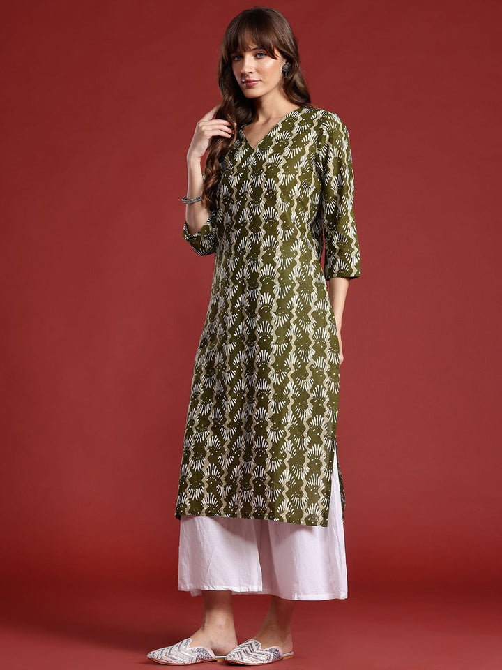 Anouk Abstract Printed Pure Cotton A-Line Kurta