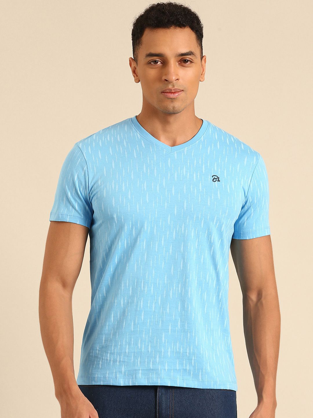 Being Human Printed V-Neck Pure Cotton T-shirt