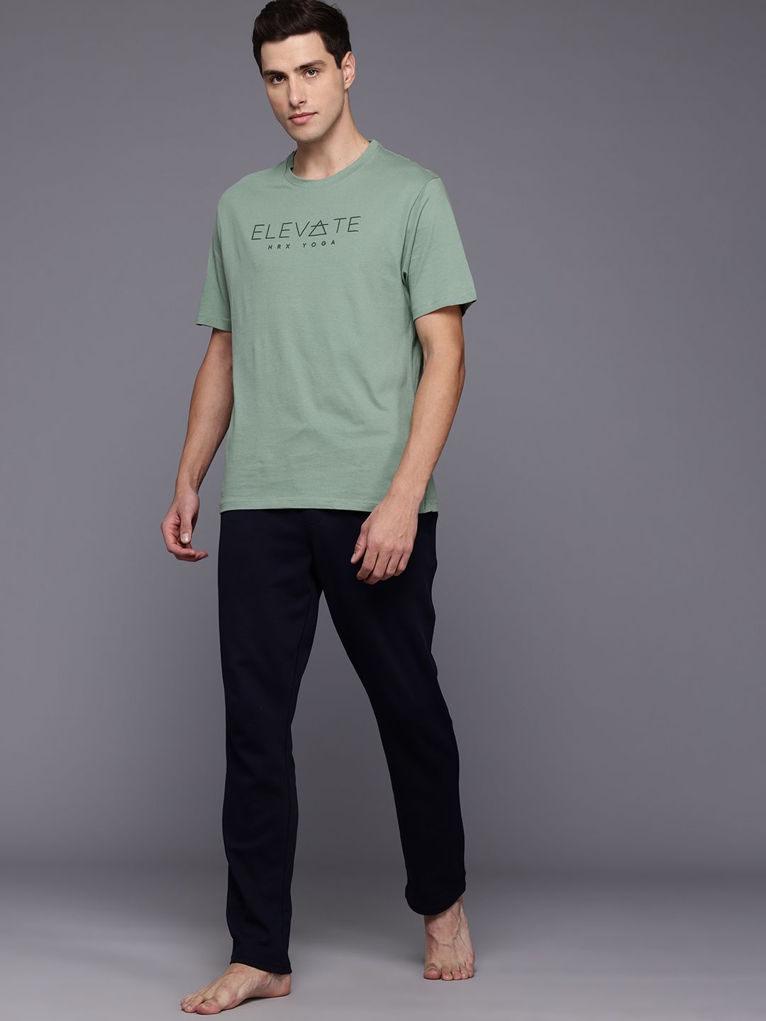 HRX by Hrithik Roshan Typography Printed Pure Cotton Yoga T-shirt