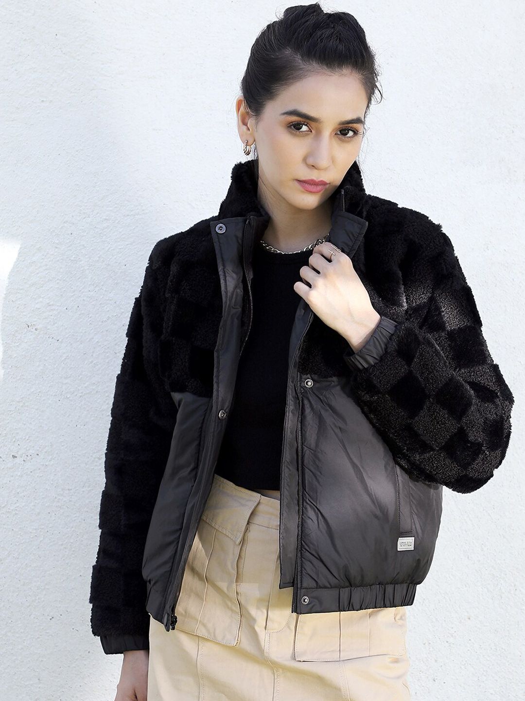 Kampus Sutra Black Windcheater Bomber Jacket