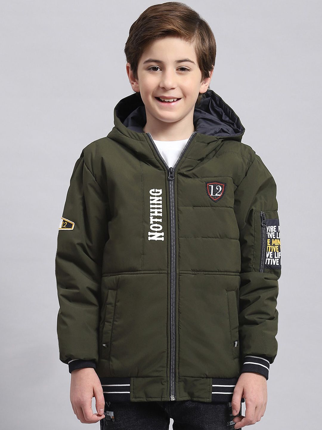 Monte Carlo Boys Typography Printed Lightweight Padded Jacket