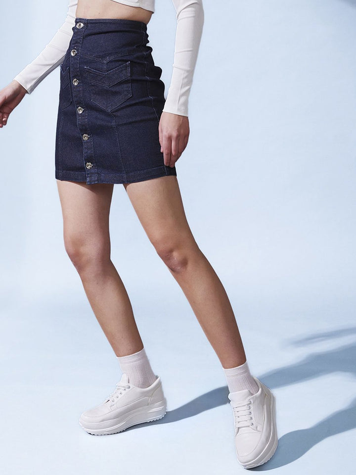 STREET 9 Denim Straight Mini Skirt