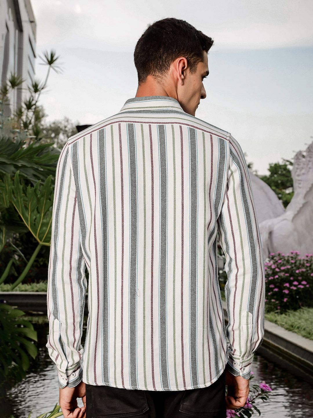 Thomas Scott Men Smart Slim Fit Opaque Striped Casual Shirt