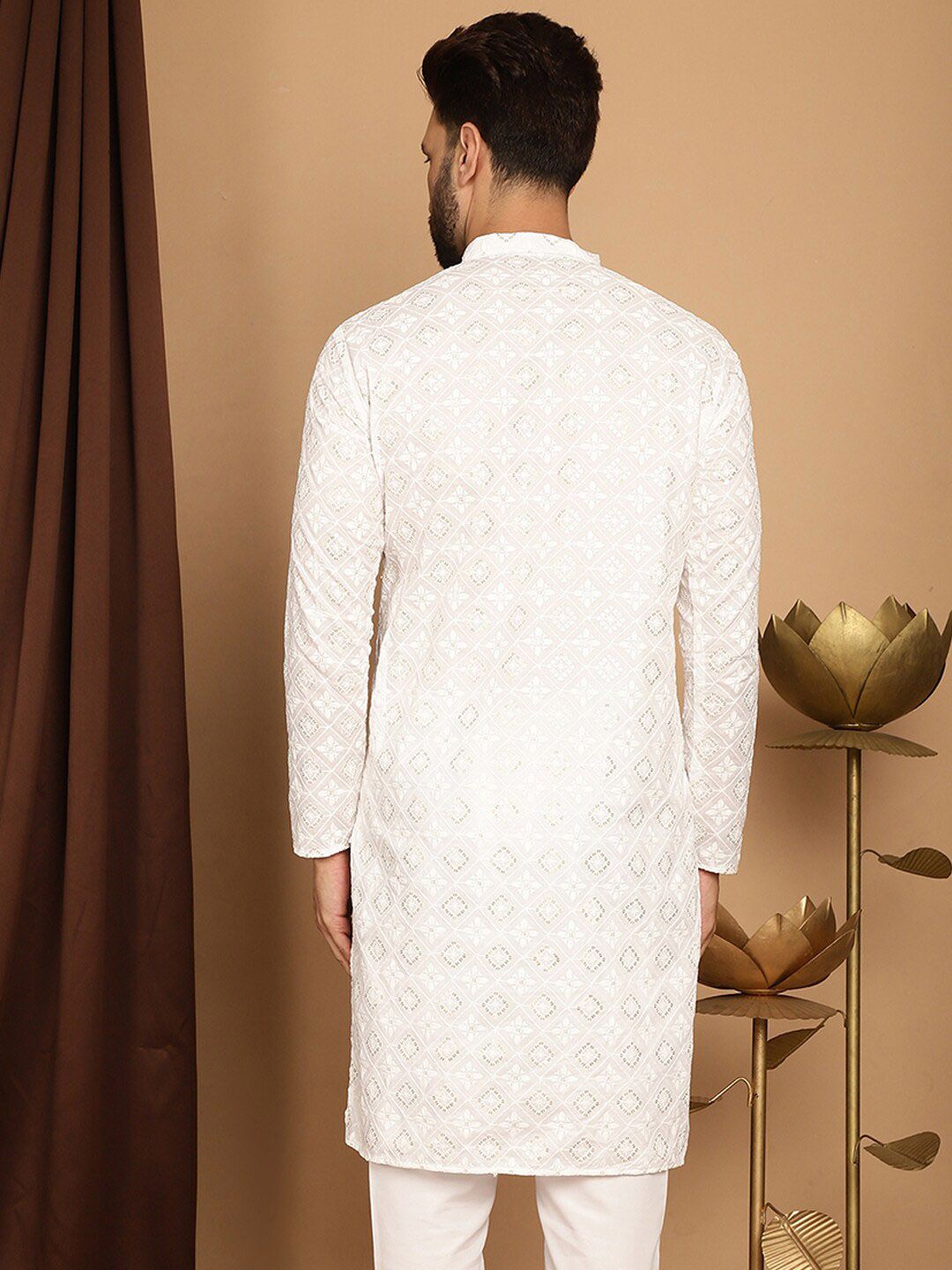 SOJANYA Ethnic Motifs Embroidered Sequinned Cotton Kurta