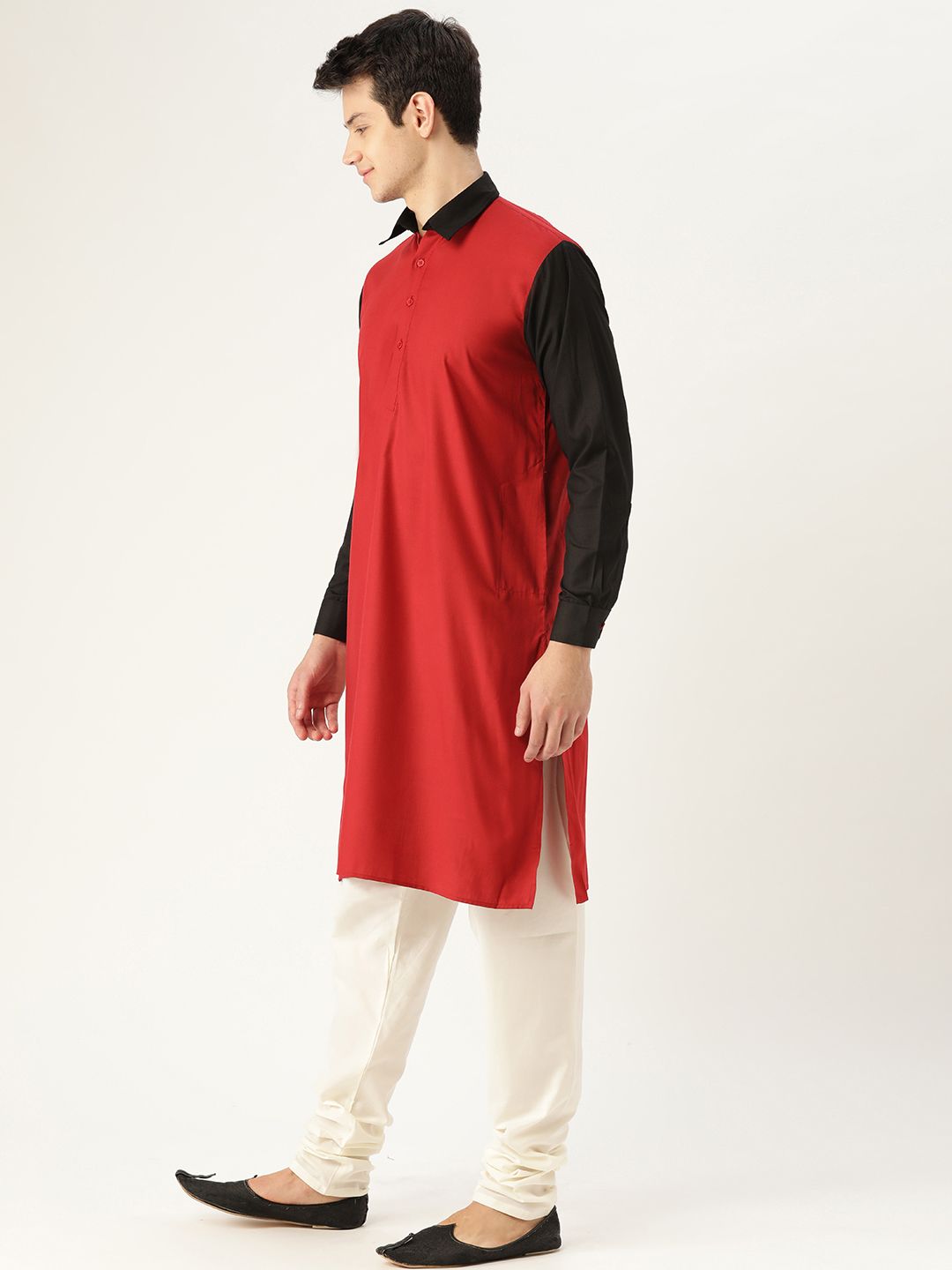 SOJANYA Lelaki Merah Solid Kurta Lurus