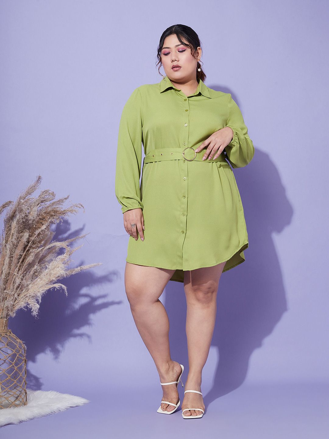 SASSAFRAS Curve Crepe Shirt Dress