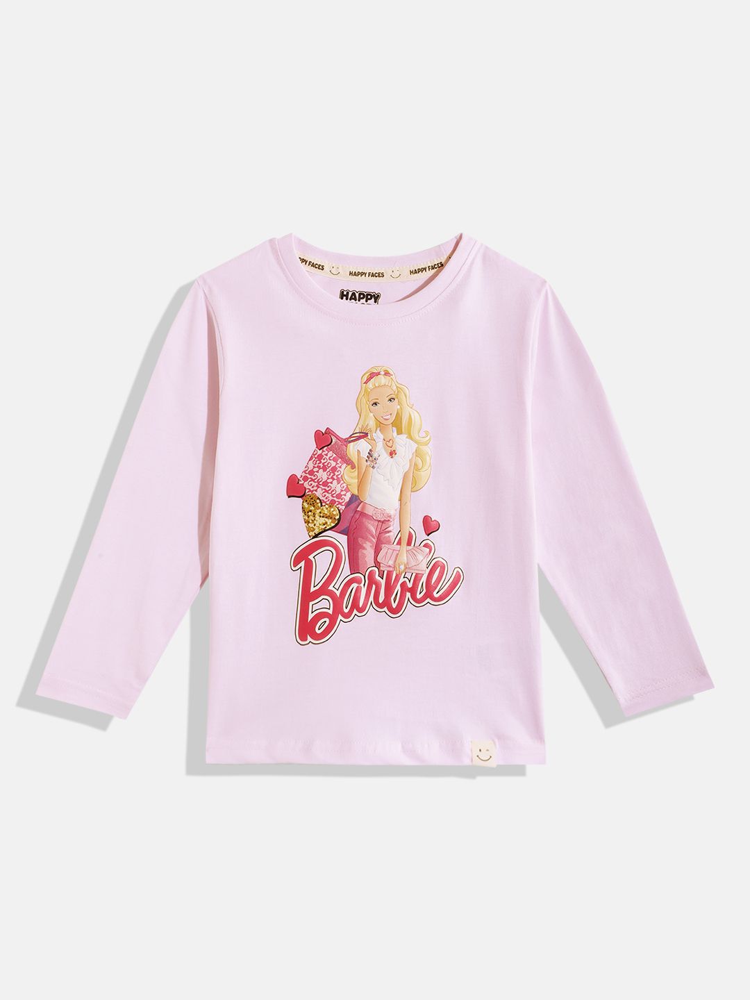 Happy Faces Girls Barbie Printed Pure Cotton T-shirt