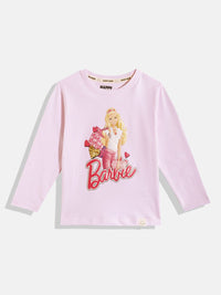 Happy Faces Girls Barbie Printed Pure Cotton T-shirt