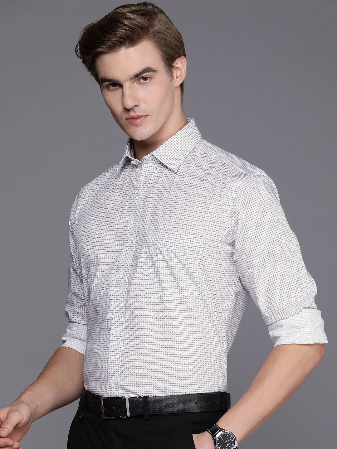 Raymond Pure Cotton Slim Fit Printed Formal Shirt