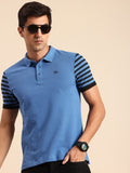 Being Human Striped Polo Collar Pure Cotton T-shirt
