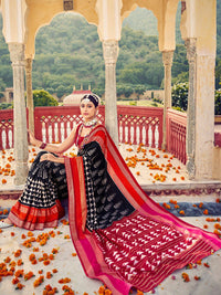 Saree mall Ethnic Motifs Printed Zari Ikat Sarees