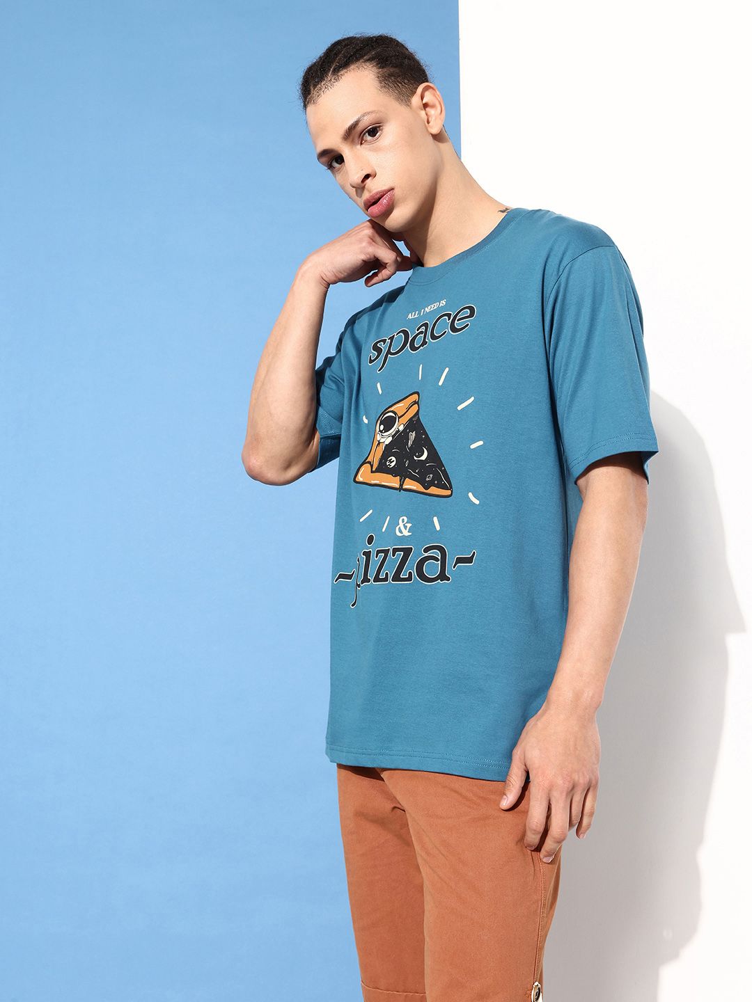 Difference of Opinion Men Pure Cotton Printed Oversized T-shirt
