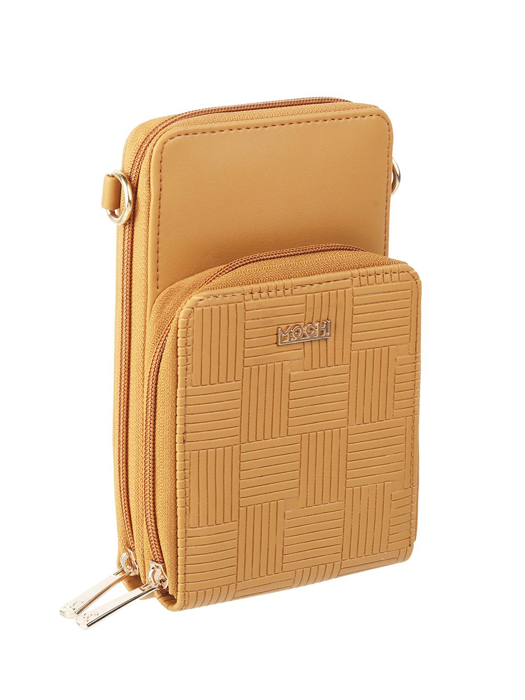 Mochi Women Tan Textured Zip Around Wallet