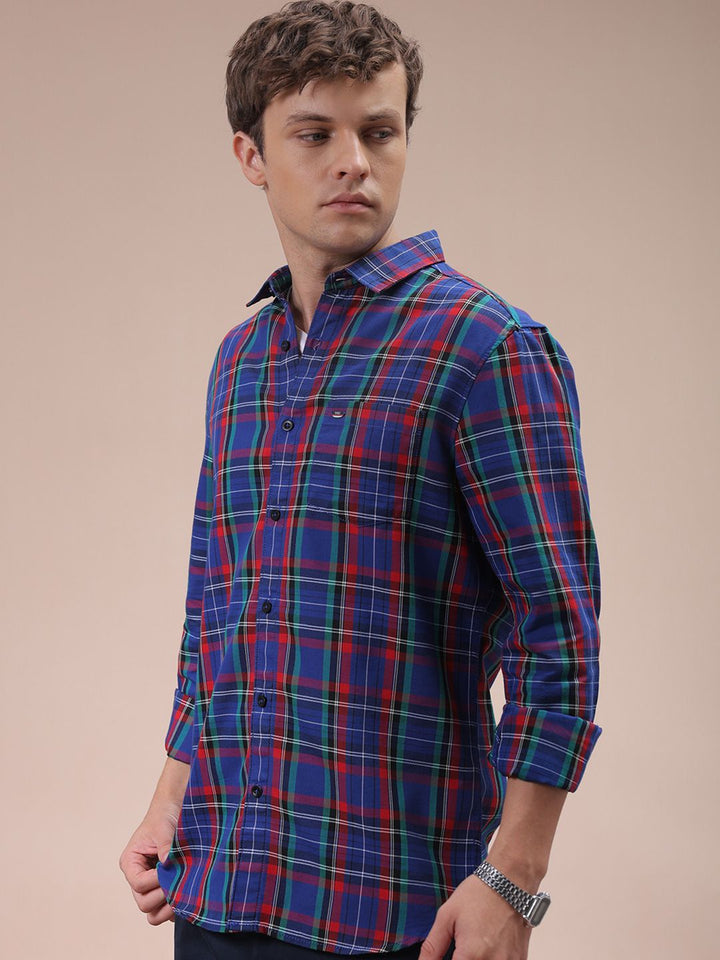 The Indian Garage Co Men Slim Fit Checked Casual Cotton Shirt