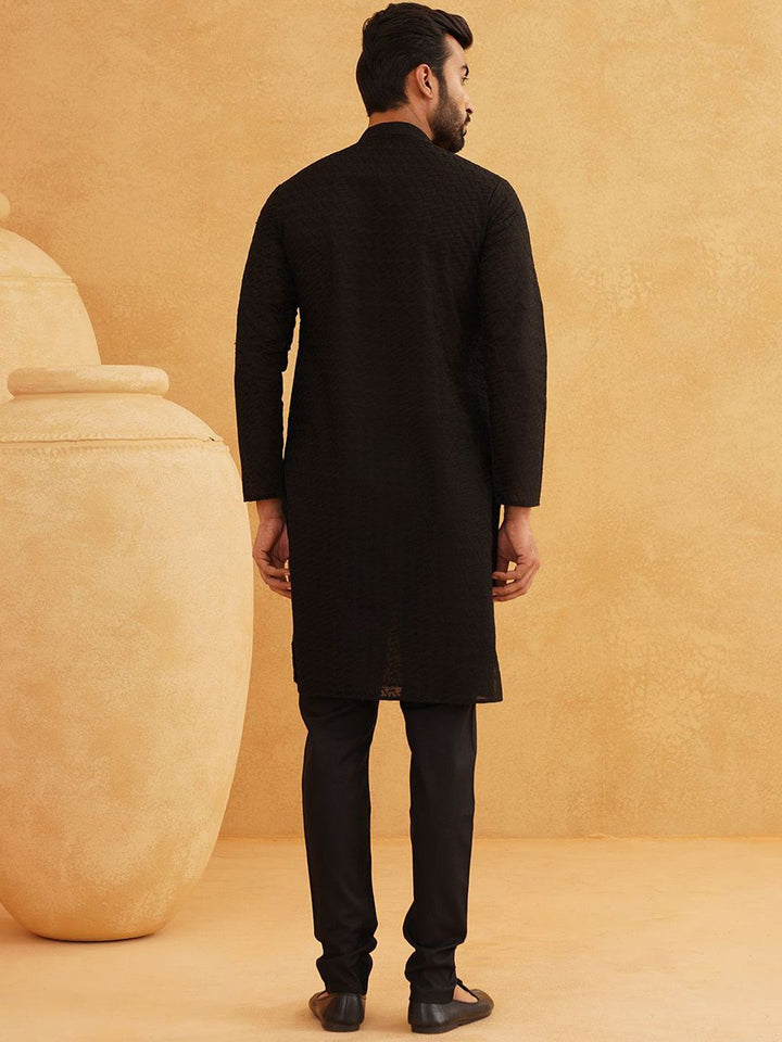 SOJANYA Geometric Embroidered Regular Pure Cotton Straight Kurta With Churidar