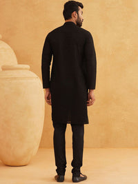 SOJANYA Geometric Embroidered Regular Pure Cotton Straight Kurta With Churidar