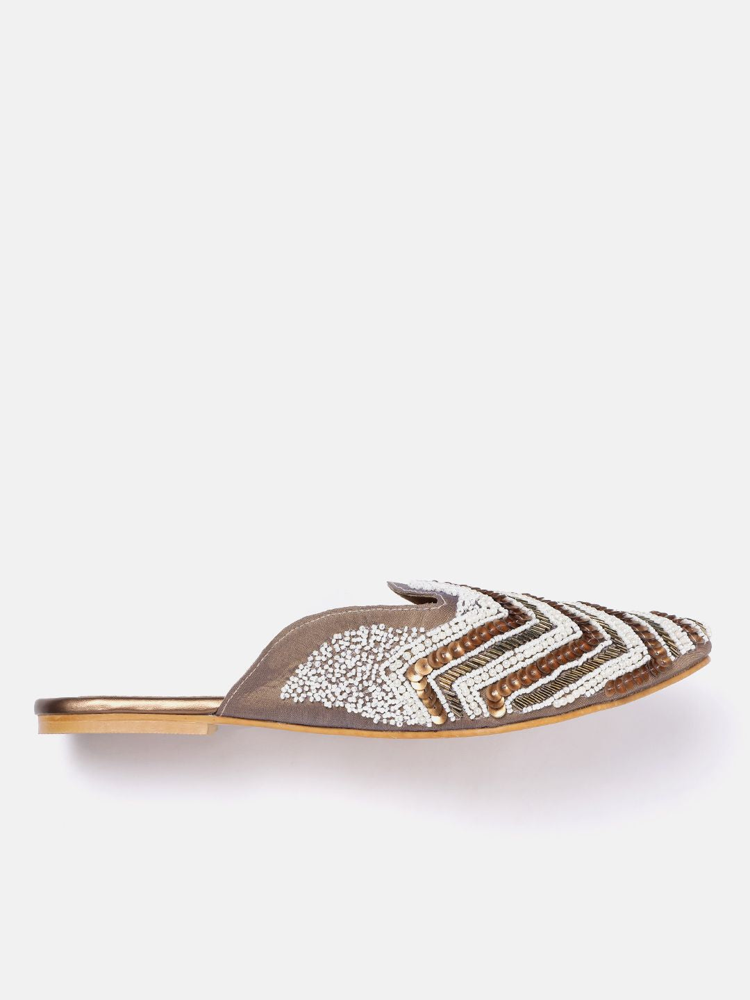 House of Pataudi Leather Embellished Ethnic Mules