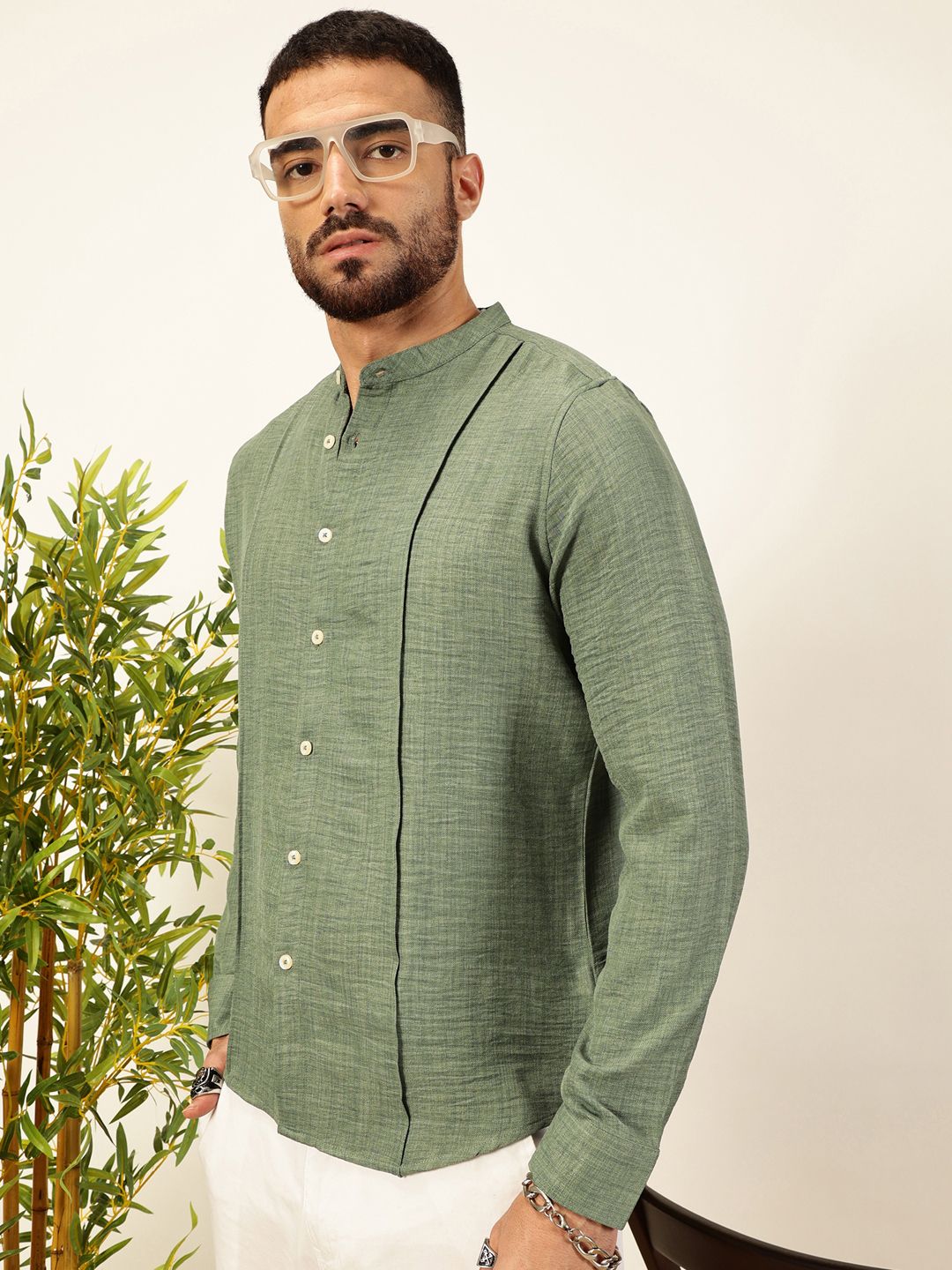 Thomas Scott Men Premium Slim Fit Textured Casual Shirt