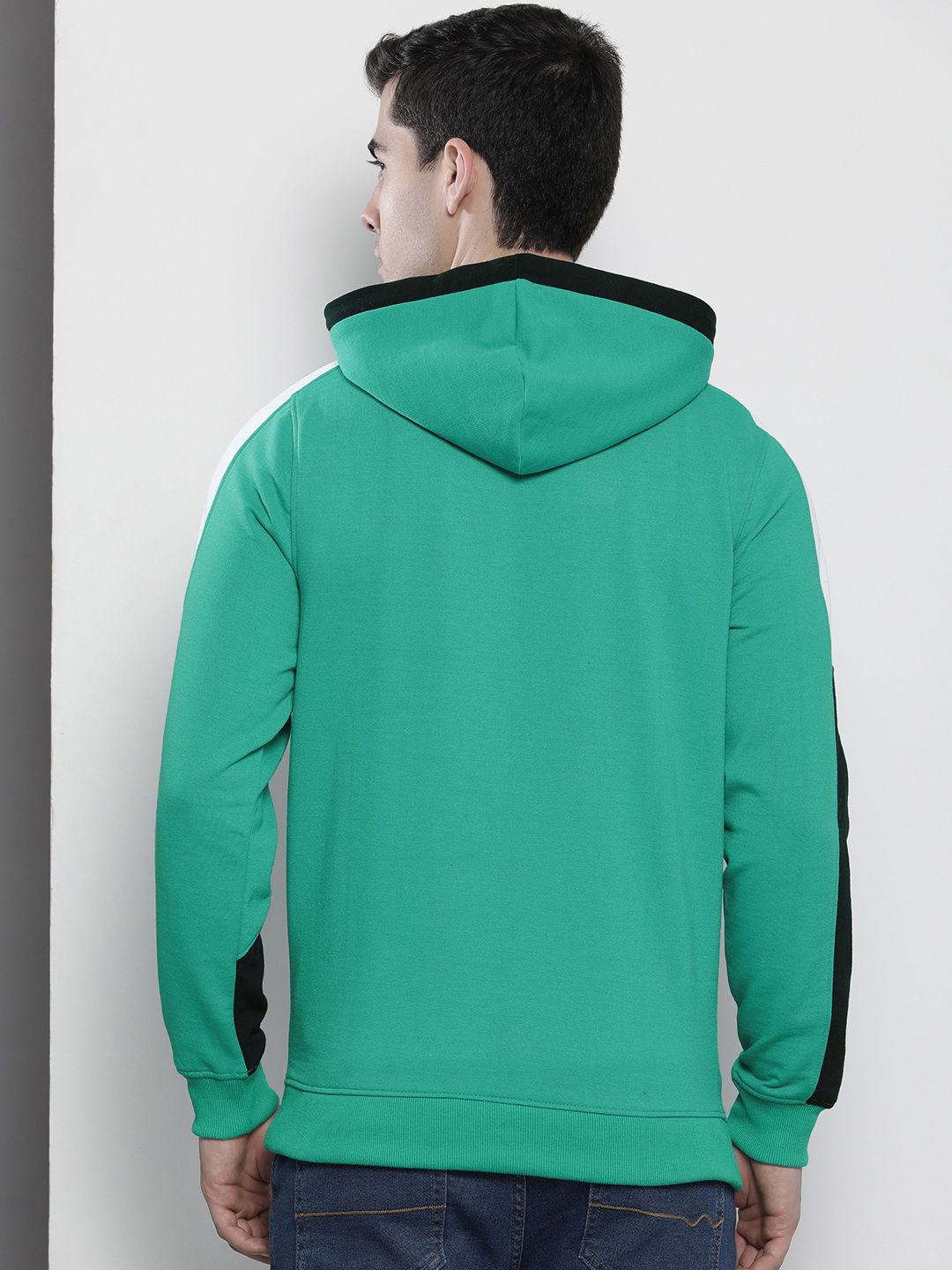 The Indian Garage Co Men Green & White Printed Hooded Sweatshirt