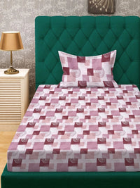 Moda Rapido X KLOTTHE Pink Printed Pure Cotton Single Bedsheet With Pillow Covers