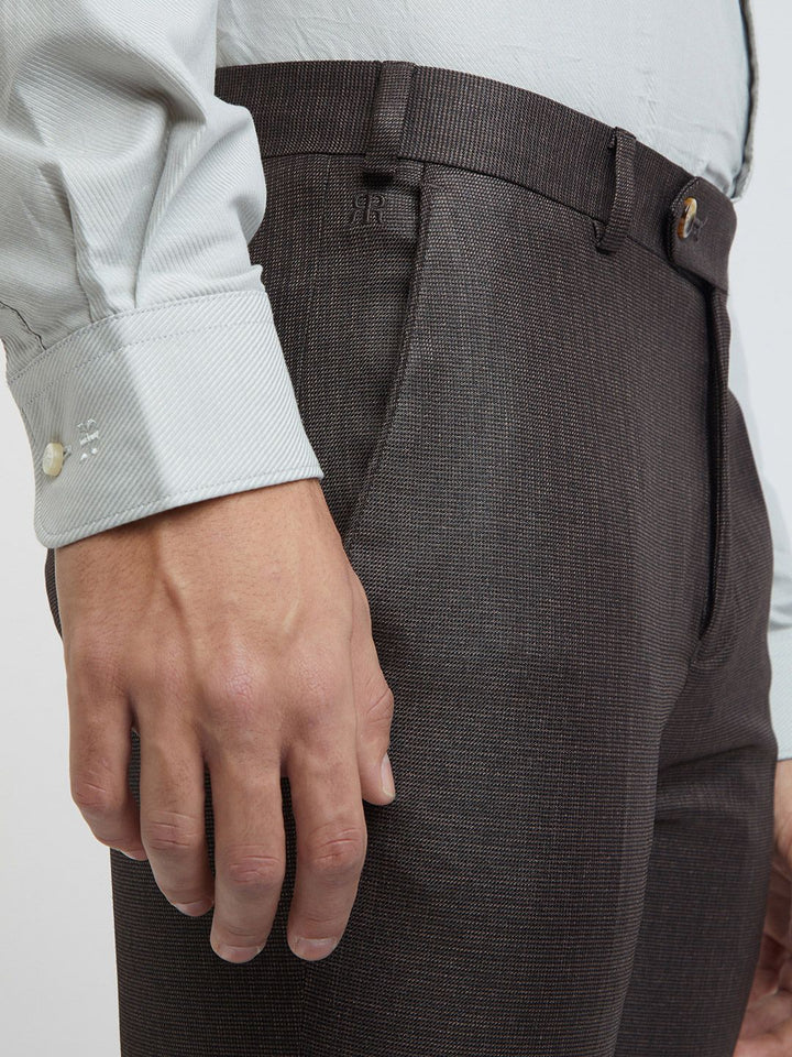 Raymond Men Self Design Textured Slim Fit Formal Trousers