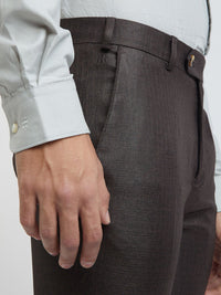 Raymond Men Self Design Textured Slim Fit Formal Trousers