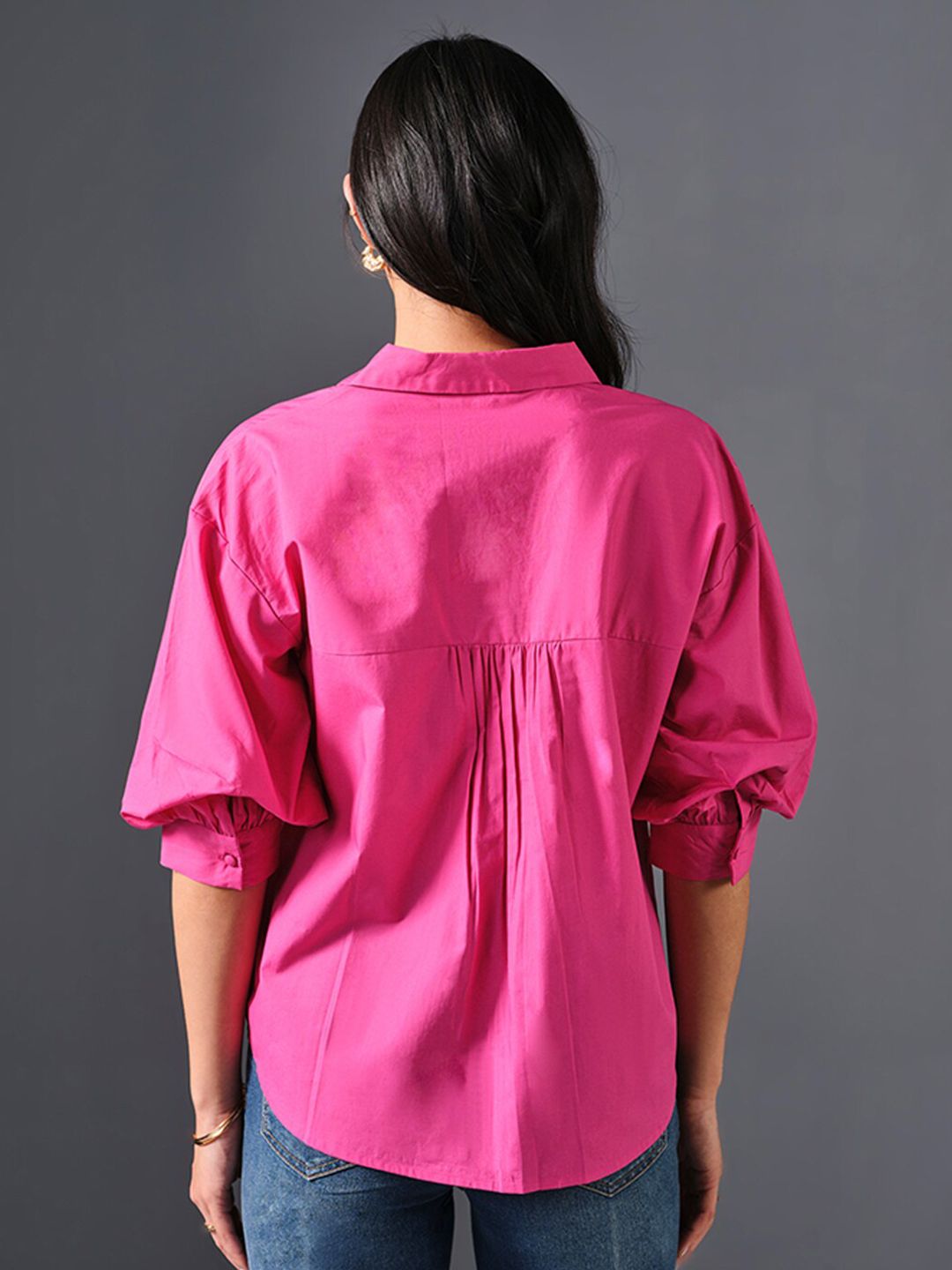 AND Puff Sleeve Cotton Shirt Style Top