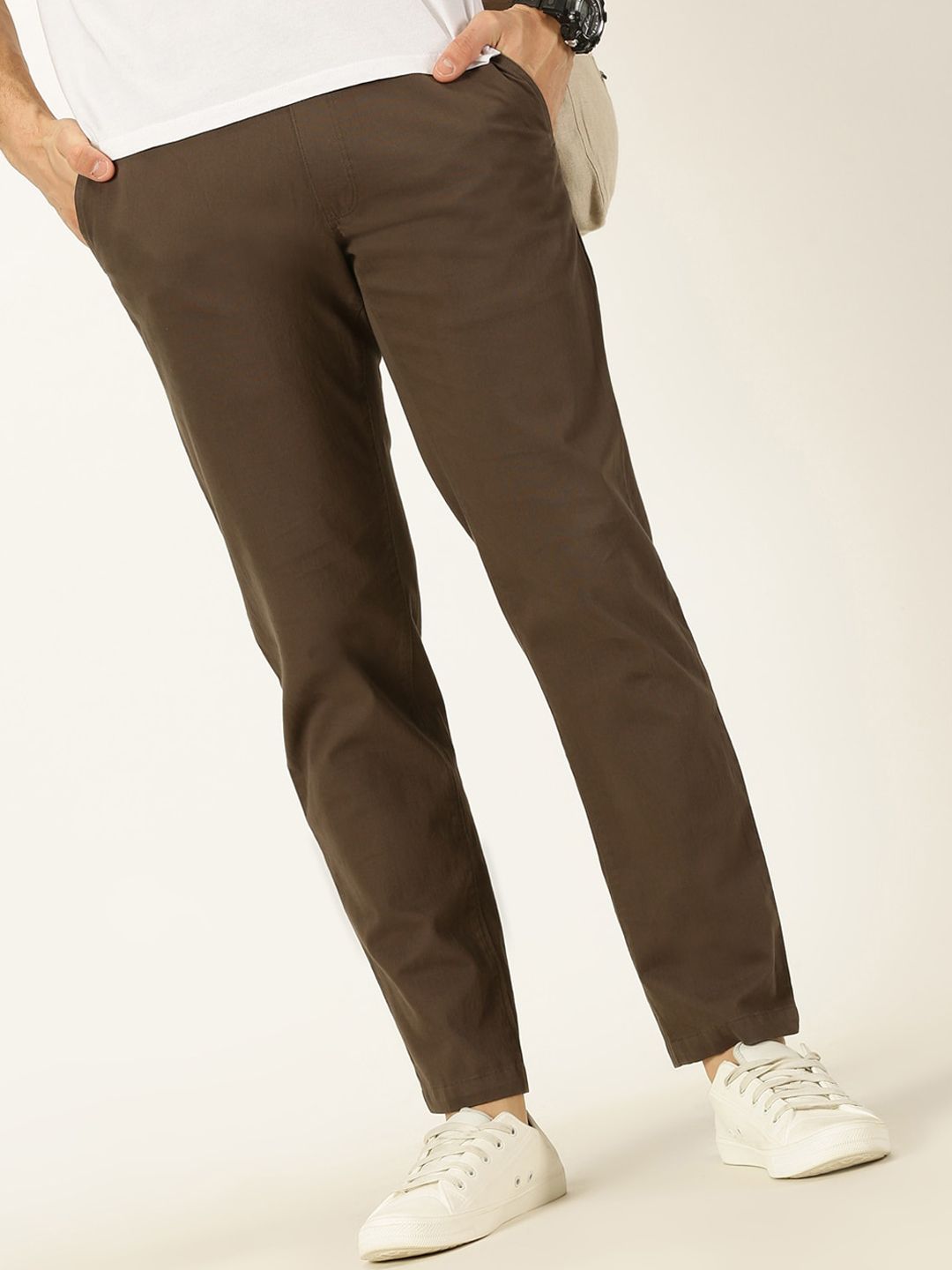 Thomas Scott Men Smart Mid Rise Cotton Chinos Trousers