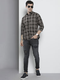 The Indian Garage Co Men Black Classic Checked Casual Shirt