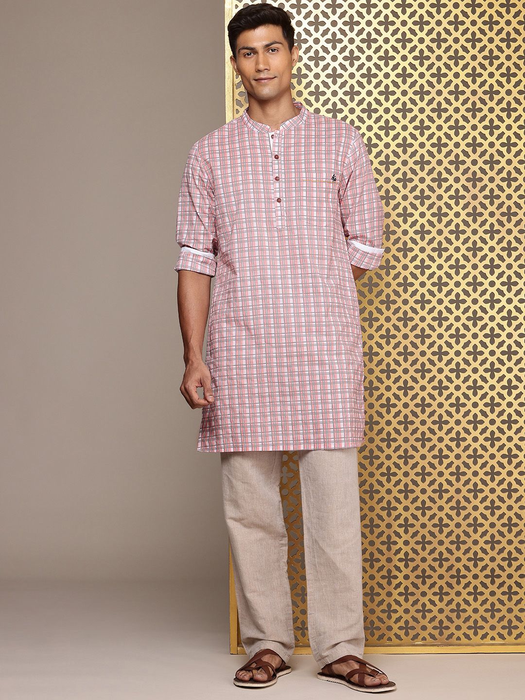 House of Pataudi  Jashn Pure Cotton Checked Kurta
