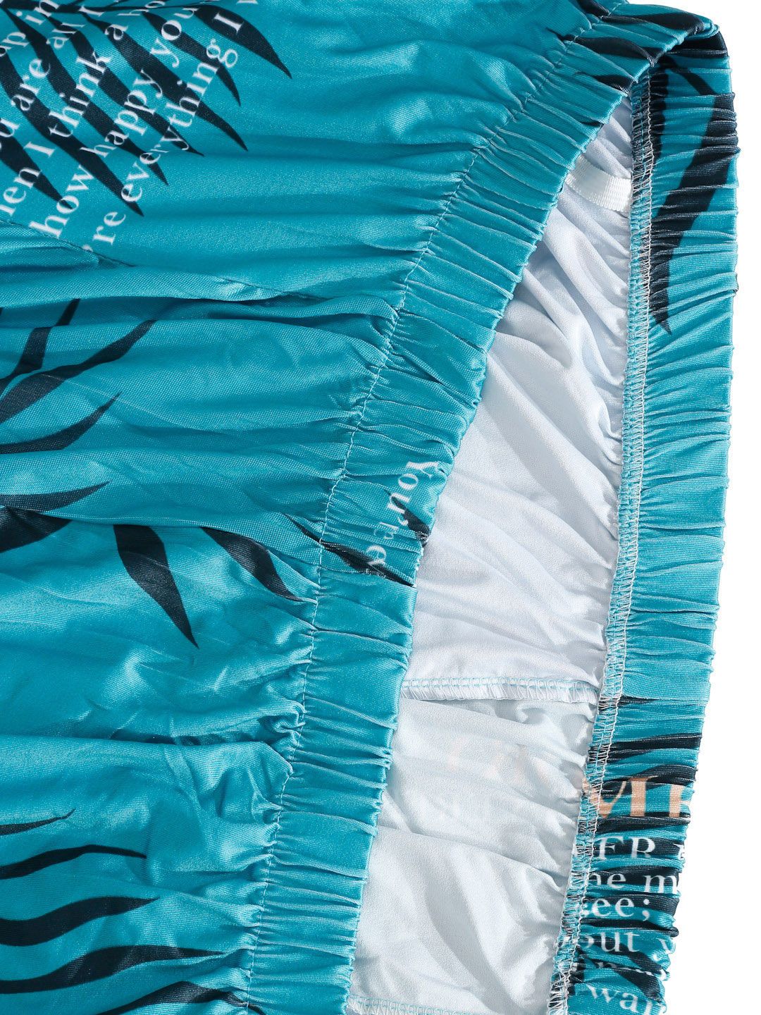 Cortina Teal Biru &amp; Hitam Sarung Sofa 1 Tempat Duduk Bercetak Unik Tidak Licin
