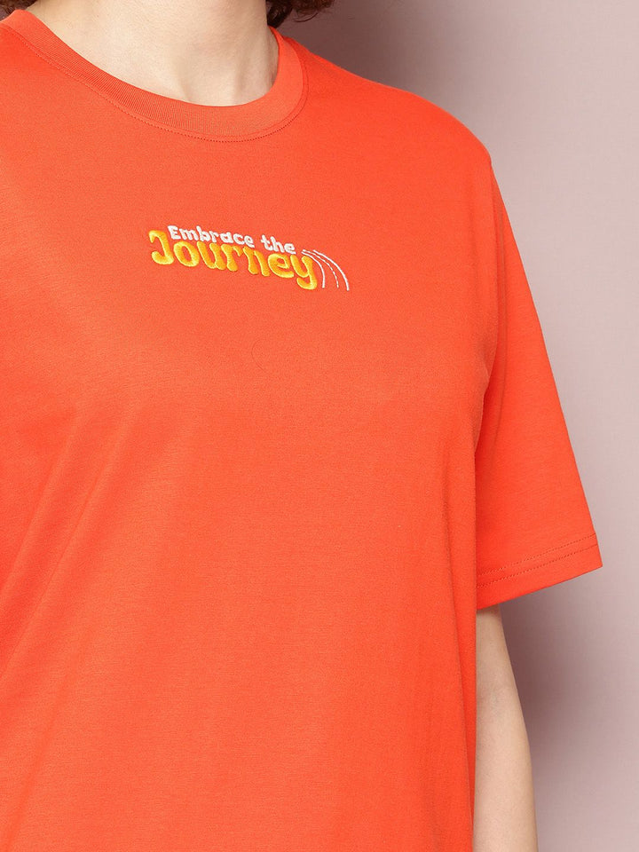 DILLINGER Women Typography Printed Pure Cotton Oversized T-shirt