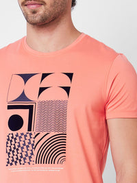 SPYKAR Graphic Printed Round Neck Cotton Slim Fit T-shirt