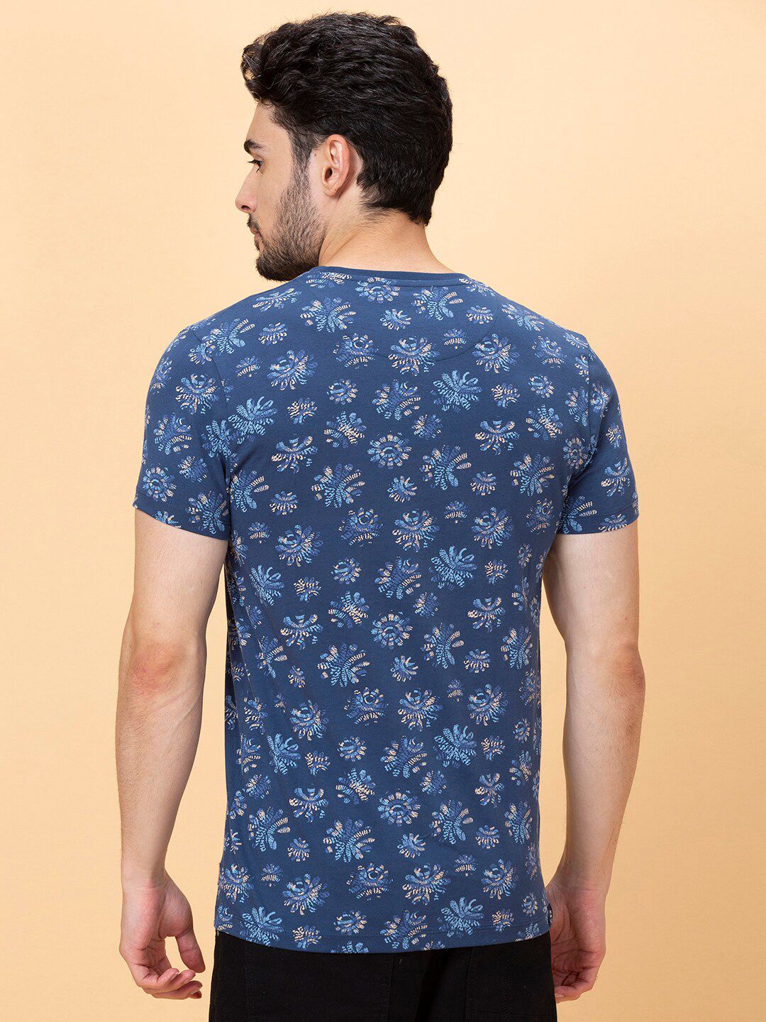 Being Human Pure Cotton Floral Printed Round Neck Casual T-shirt