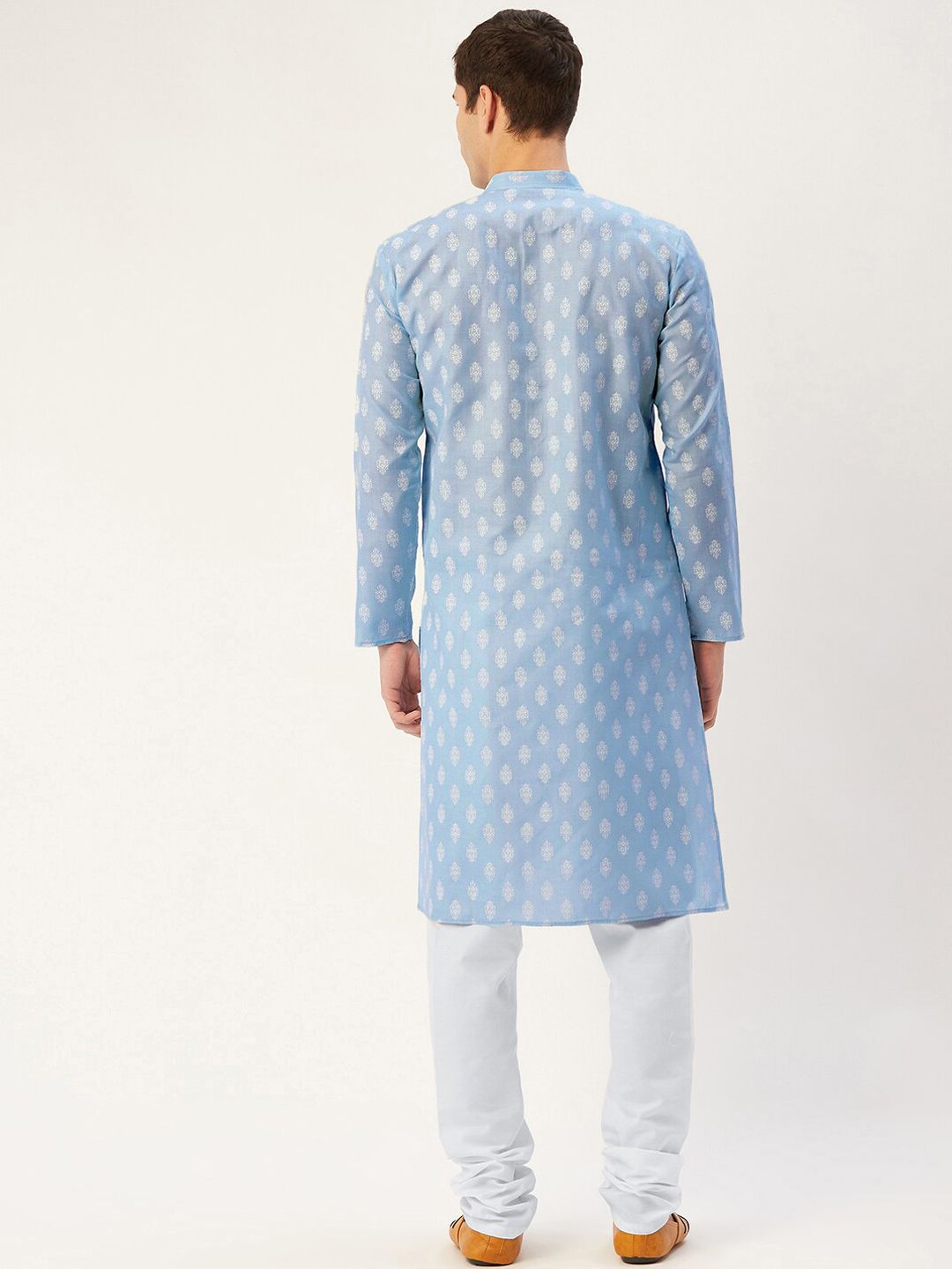 Jompers Men Blue Ethnic Motifs Printed Kurta with Churidar