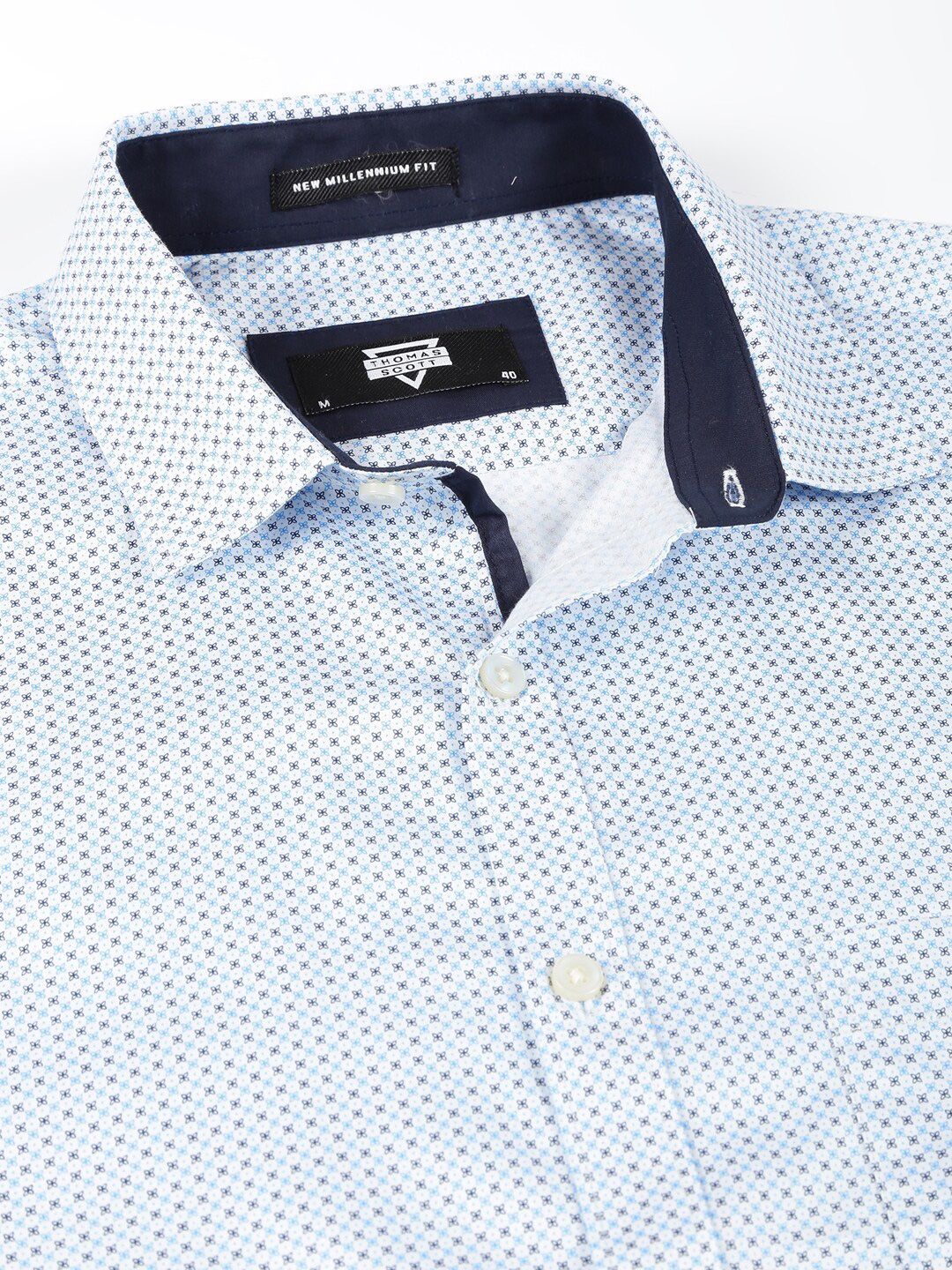 Thomas Scott Classic Slim Fit Micro Ditsy Printed Cotton Formal Shirt