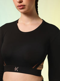 HRX by Hrithik Roshan ACTIVE-GODDESS Cut Outs Slim Fit Rapid Dry Training Crop T-shirt