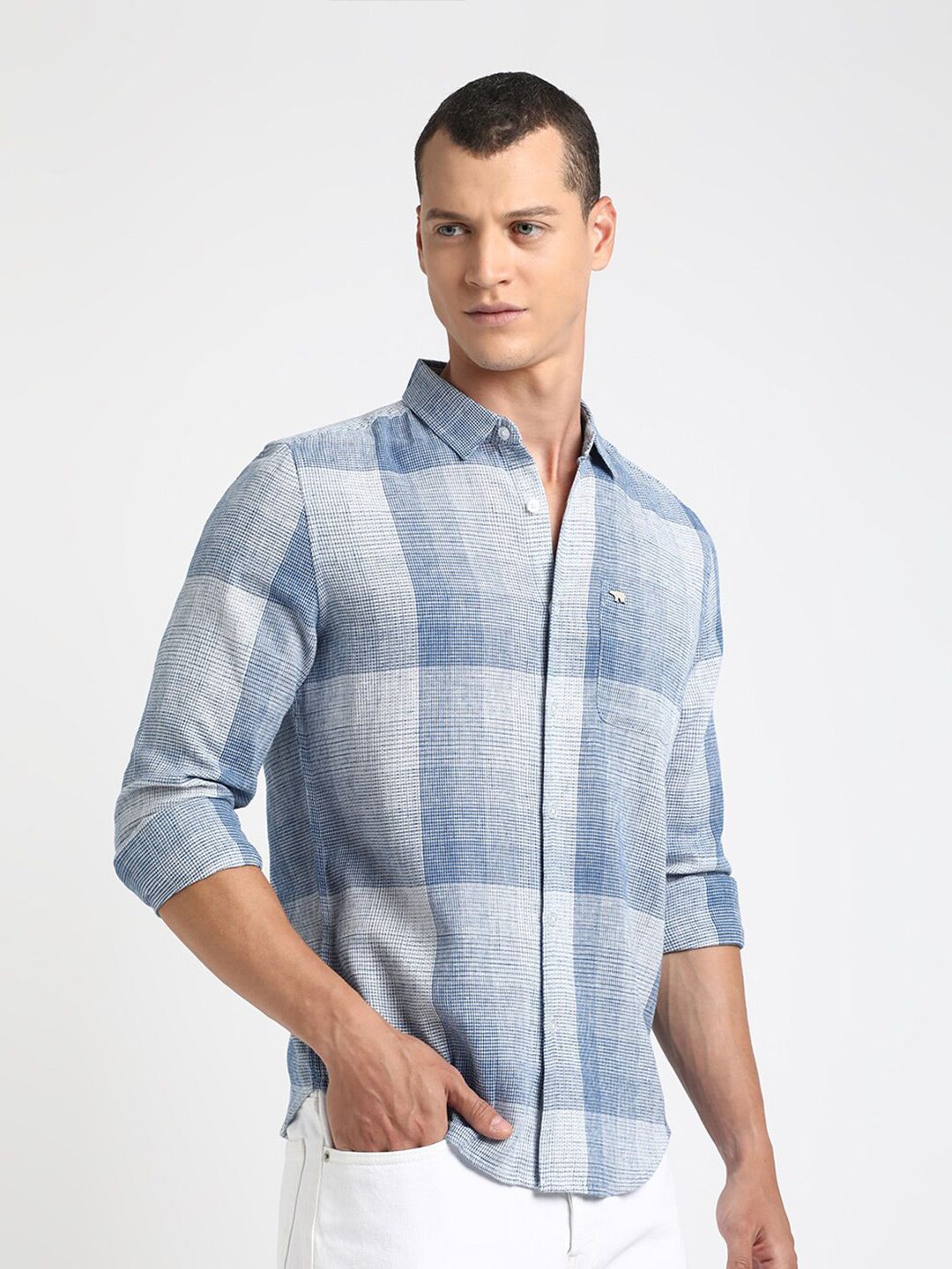 THE BEAR HOUSE Slim Fit Micro Checked Casual Shirt