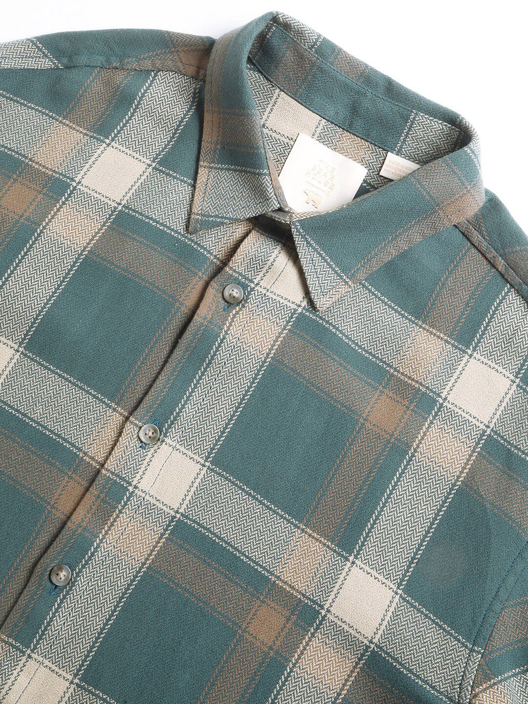 THE BEAR HOUSE Checked Spread Collar Relaxed Fit Pure Cotton Casual Shirt