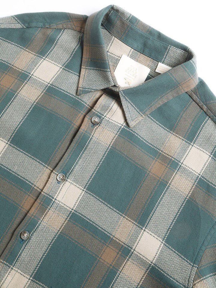 THE BEAR HOUSE Checked Spread Collar Relaxed Fit Pure Cotton Casual Shirt